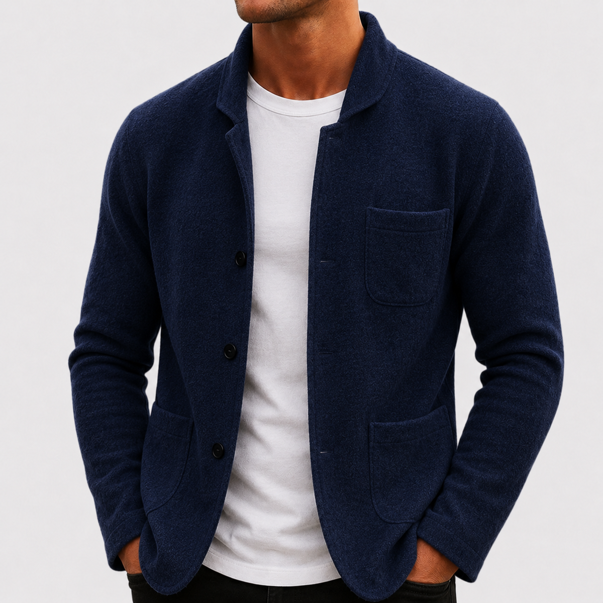 James Mens Slim Fit Knit Cardigan in Blue