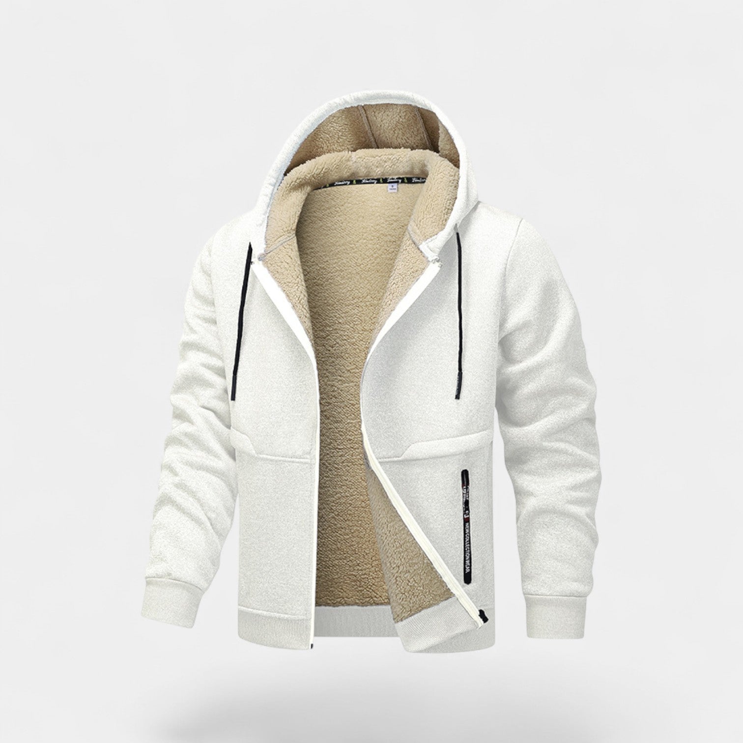 Men’s sherpa fleece zipped hooded cardigan – relaxed fit