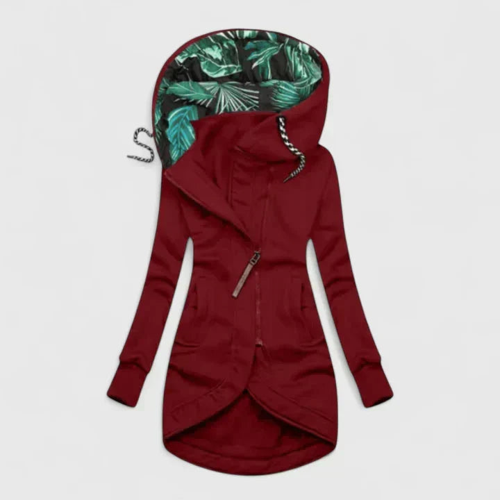 Annalysiah Womens Water-Repellent Windproof Jacket in Burgundy