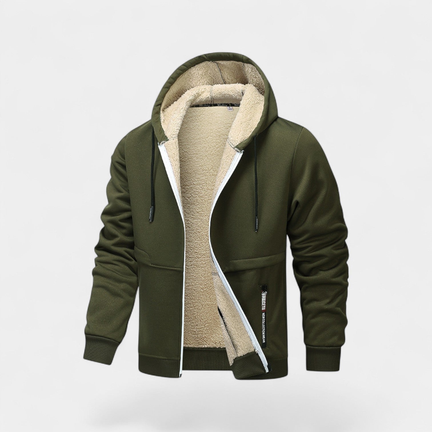 Men’s sherpa fleece zipped hooded cardigan – relaxed fit
