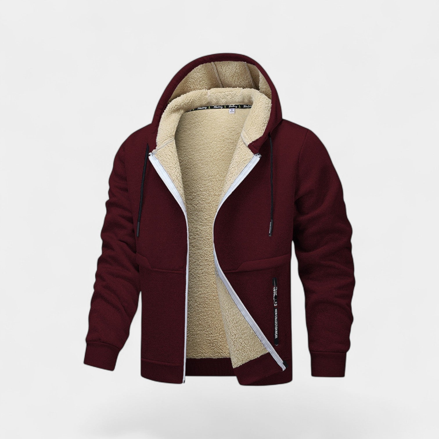 Men’s sherpa fleece zipped hooded cardigan – relaxed fit