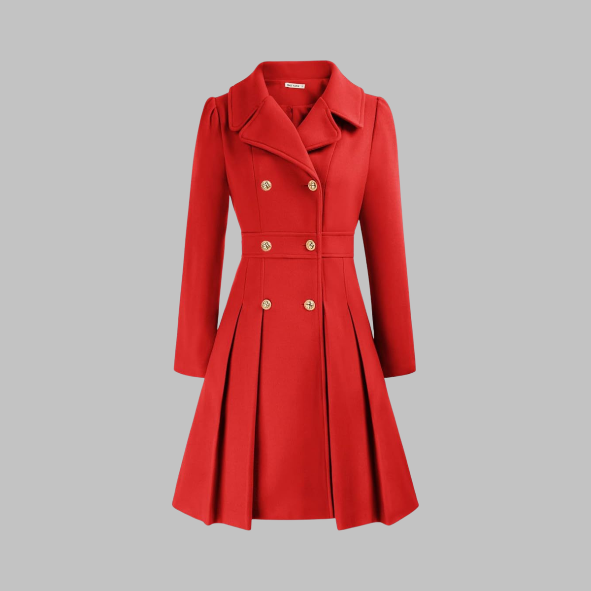 Dami Womens Double Button Coat with Long Sleeves in Red