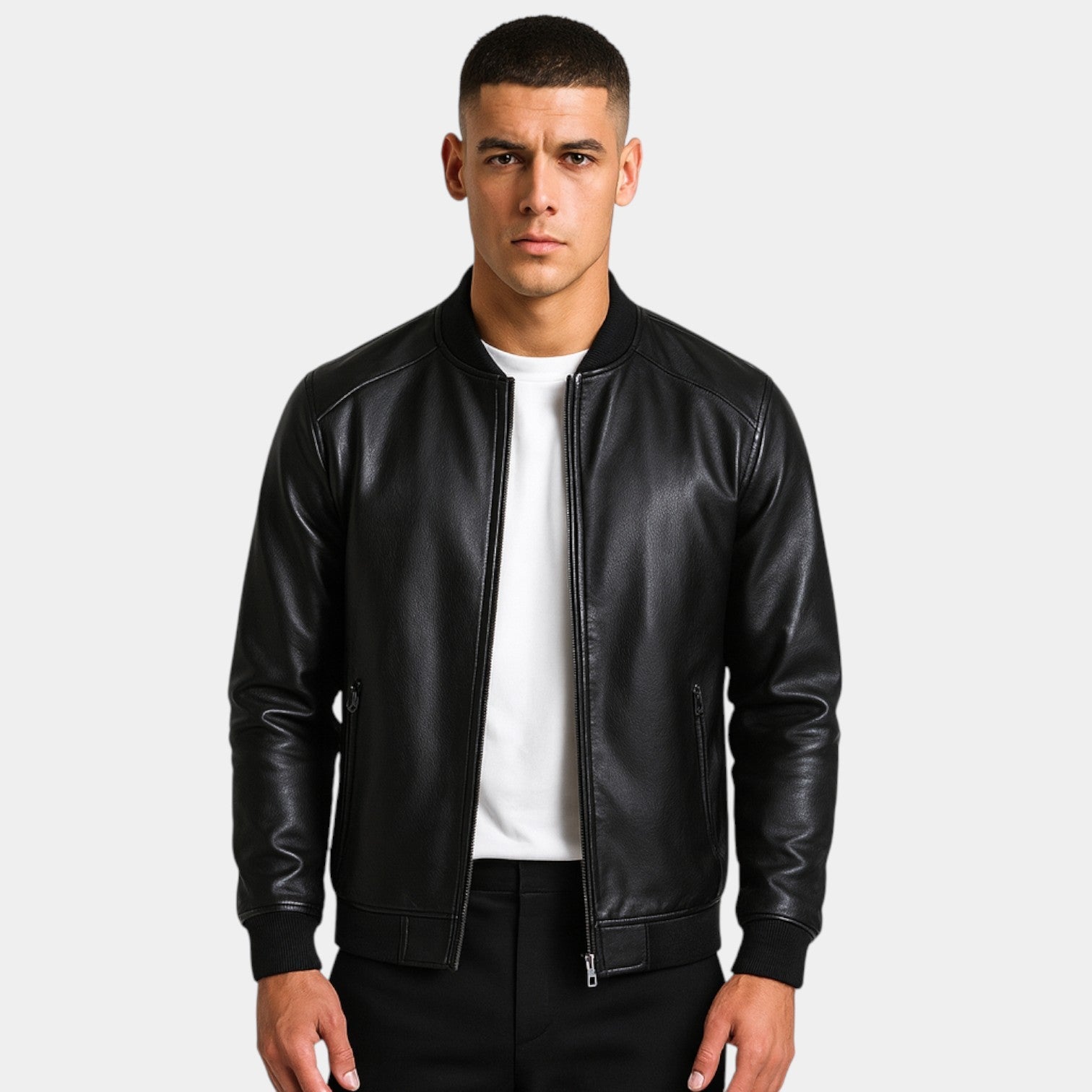 Men's Korean Style Leather Jacket – Minimalist Fit