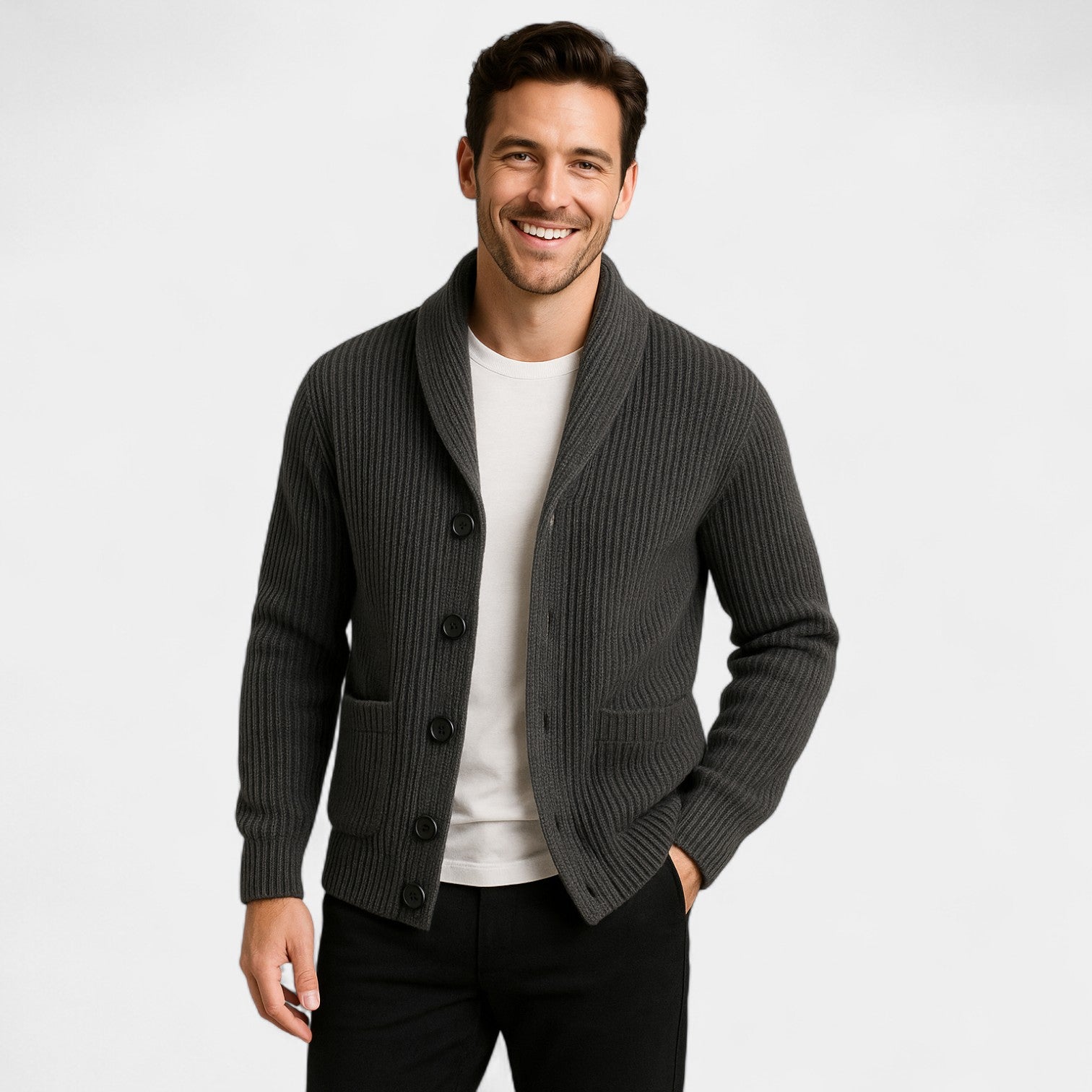 Men's wool buttoned high collar vest – refined, warm, everyday silhouette