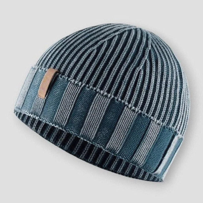 Adam Mens Knitted Beanie with Vintage Knit in Blue