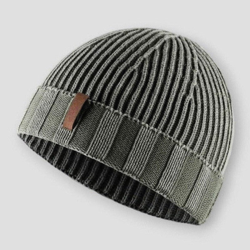 Adam Mens Knitted Beanie with Vintage Knit in Green