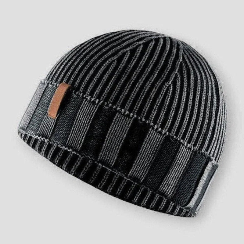 Adam Mens Knitted Beanie with Vintage Knit in Black