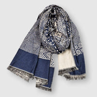 François | Mens Cotton Blend Scarf with Pattern | Lightweight, 65 x 195 cm | Blue, Black, Brown or All 3 Colours