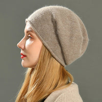 Jennifer | Womens Cashmere Wool Beanie | Soft Non-Itchy Knit, Snug Fit | Taupe, Grey, Beige and Black One Size