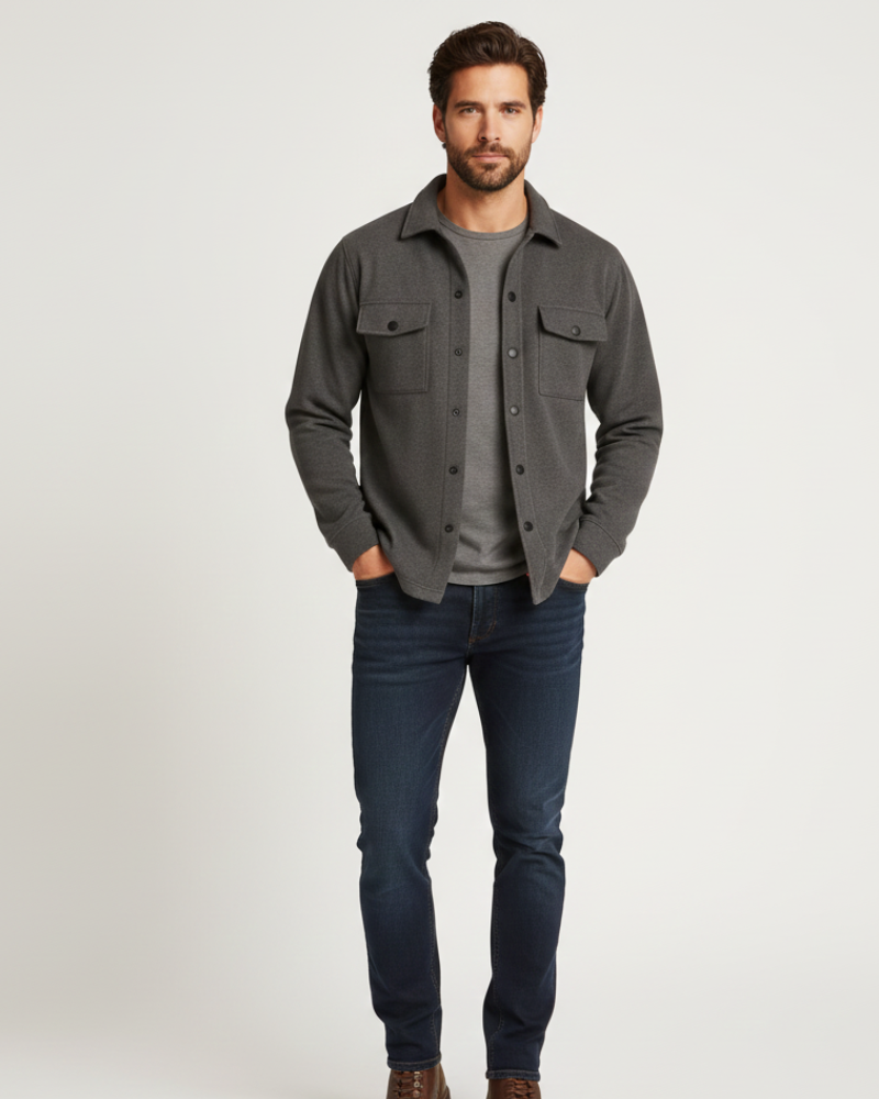 Men's Overshirt - Long Sleeve - Button Front
