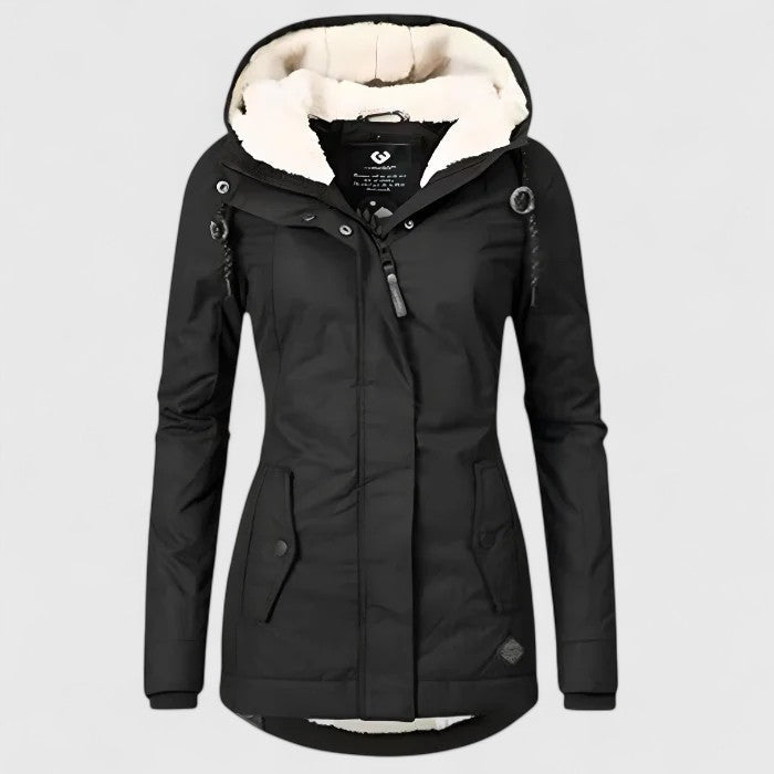 Margot Womens Winter Jacket with Adjustable Hood in Black