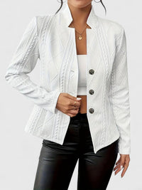 Maurelle | Womens Textured Jacket with Stand Collar | Geometric Texture, Sculpted Fit | Black, Grey, Pink and More S-2XL