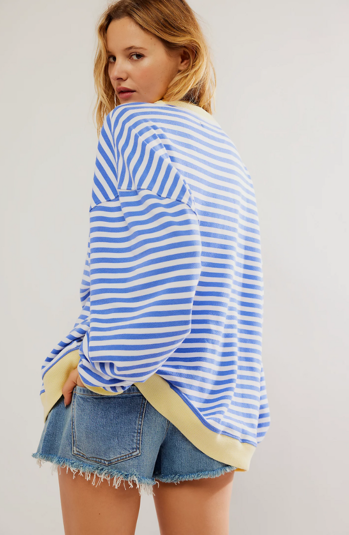 Crystal Womens Oversized Striped Sweatshirt with Neon Trim
