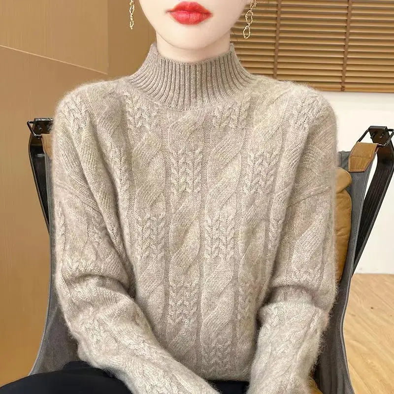 Rachel Womens Cable Knit Cashmere Blend Sweater