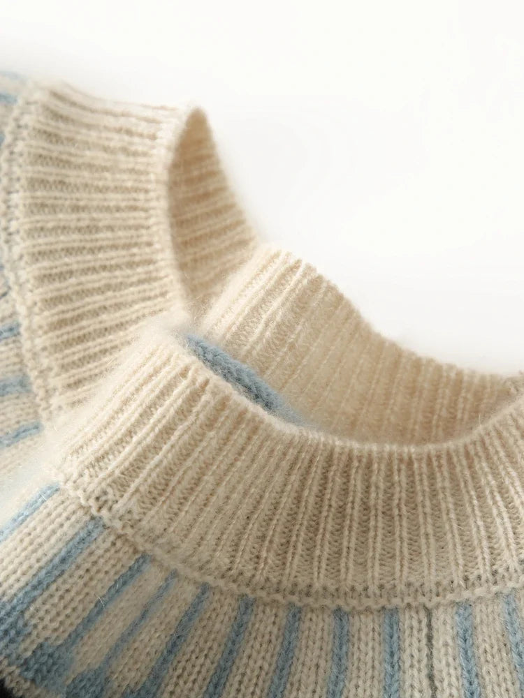 Carly Womens Fair Isle Cashmere Sweater with Mock Neck