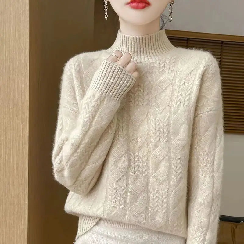 Rachel Womens Cable Knit Cashmere Blend Sweater