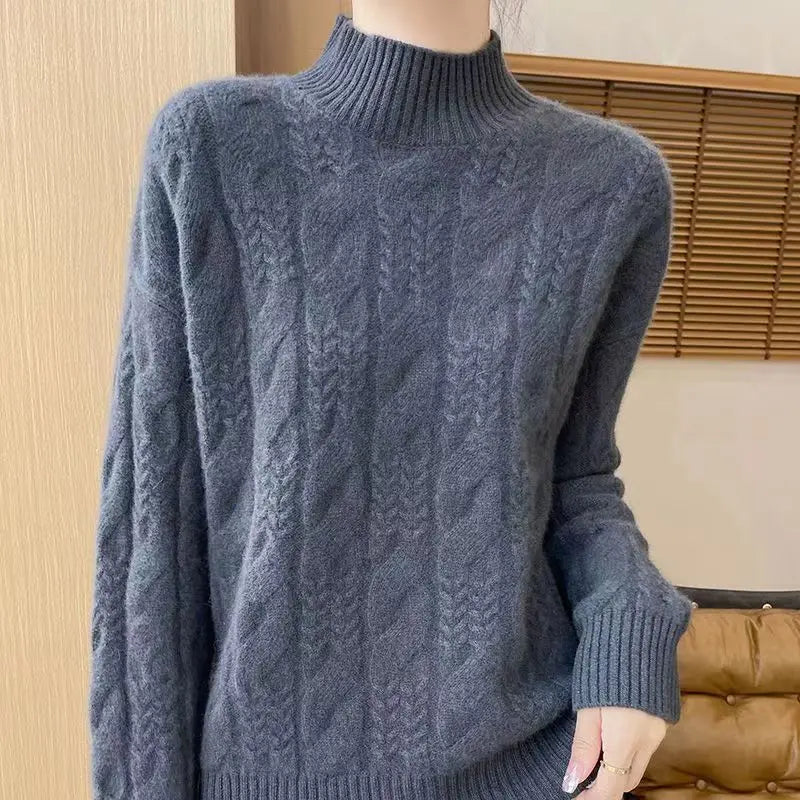 Rachel Womens Cable Knit Cashmere Blend Sweater