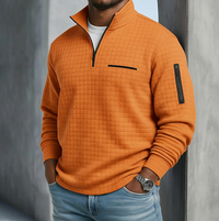 Chad | Mens Quarter-Zip Waffle Sweater | Breathable Waffle Weave, Relaxed Fit | Orange, Blue, Purple and More S-3XL