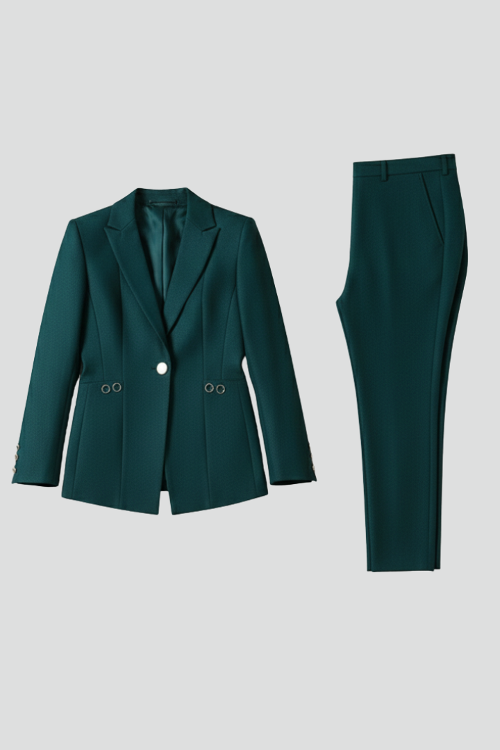 Kara Womens One-Button Blazer Suit Set with Straight Pants