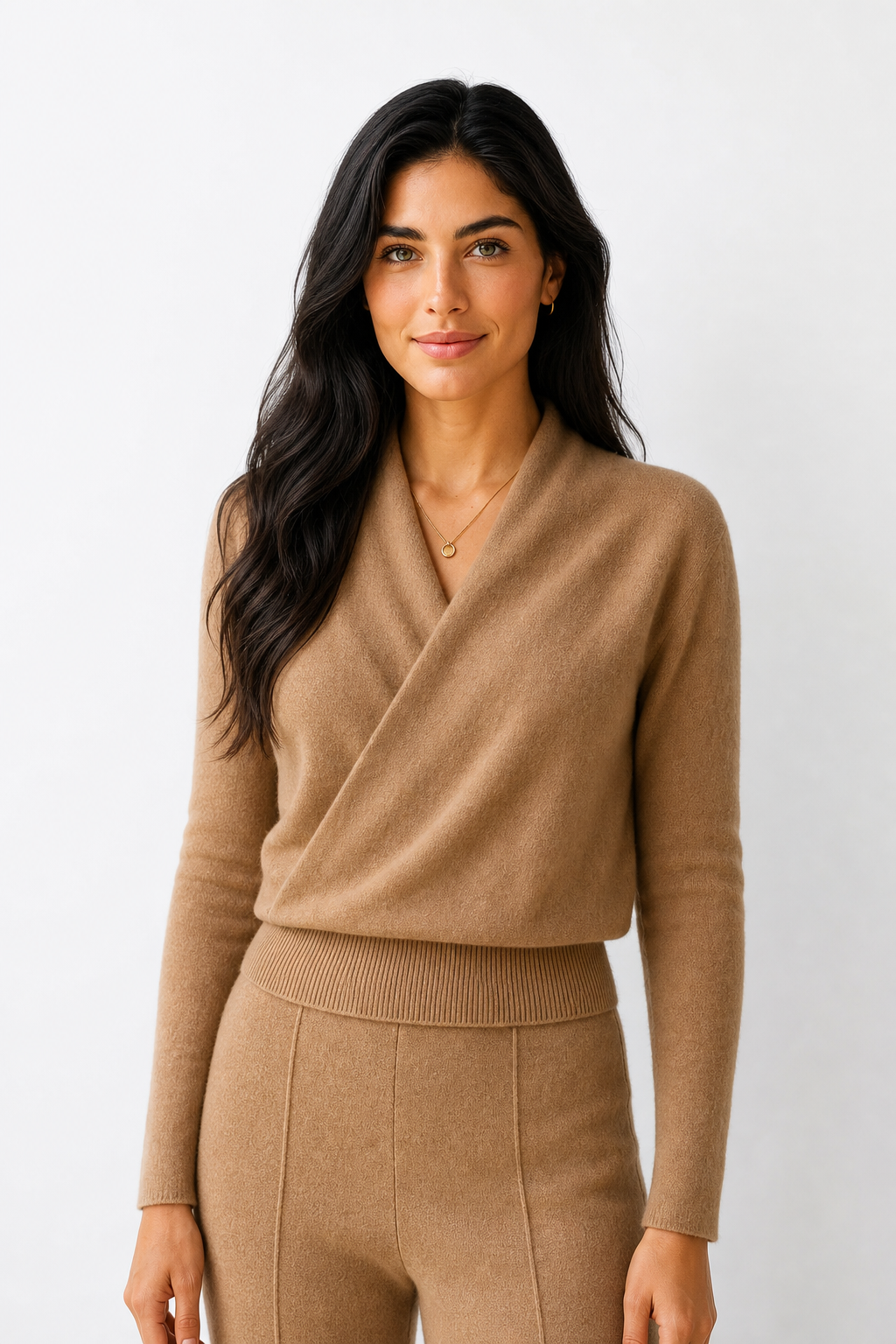 Diana Womens Cashmere Sweater with Crossover Collar