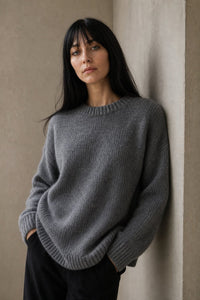 Tracy | Womens Pure Cashmere Oversized Sweater | Relaxed Fit, Soft Warm Knit | Grey, White or Brown Sizes S-2XL