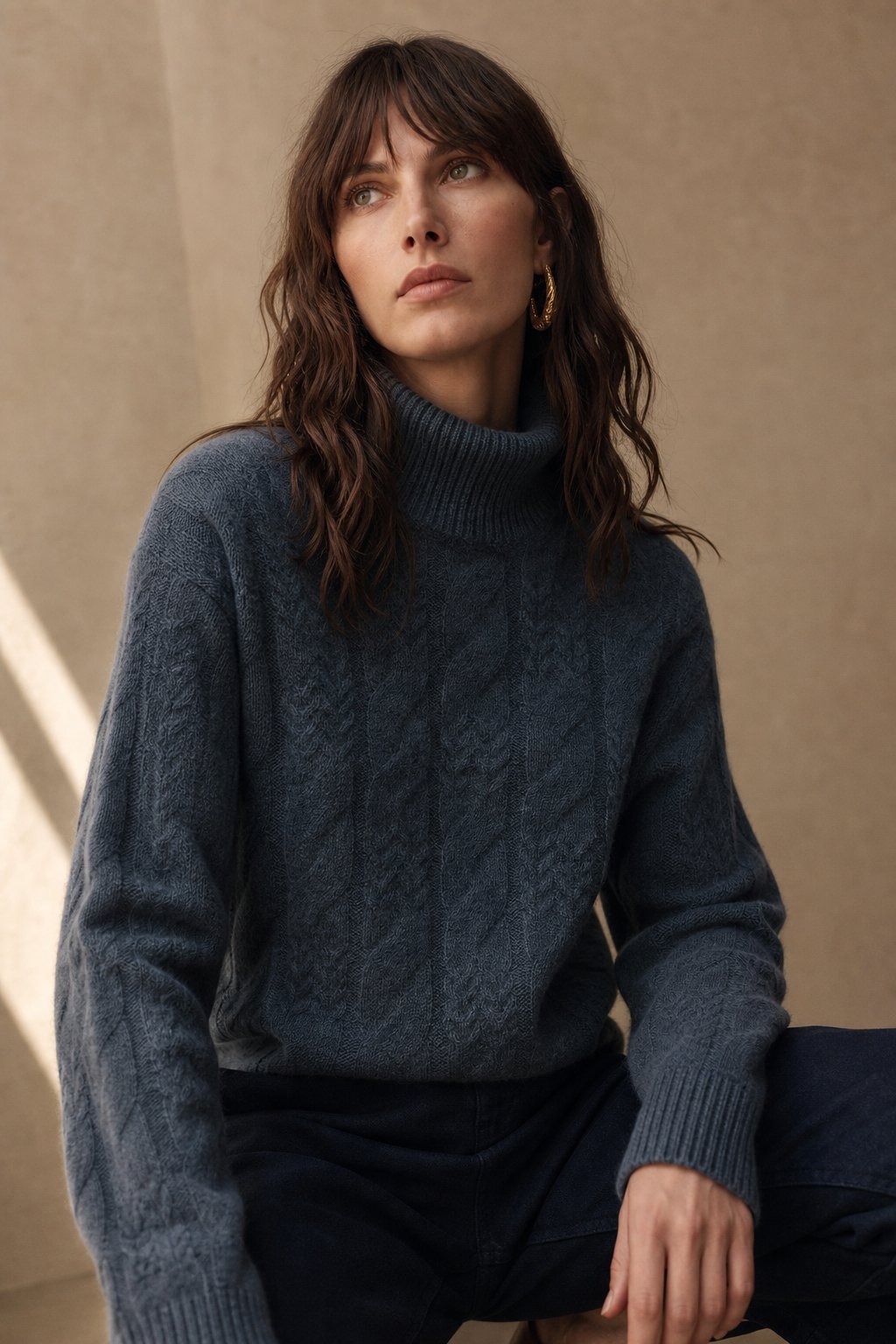 Rachel Womens Cable Knit Cashmere Blend Sweater