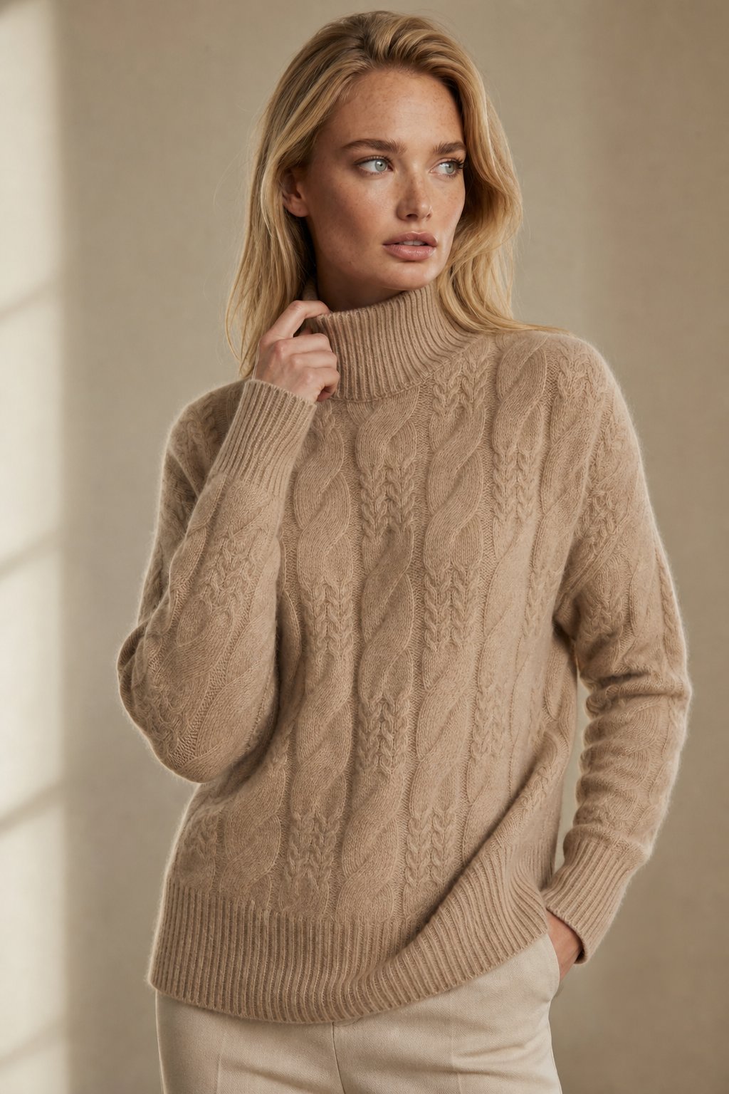 Rachel Womens Cable Knit Cashmere Blend Sweater