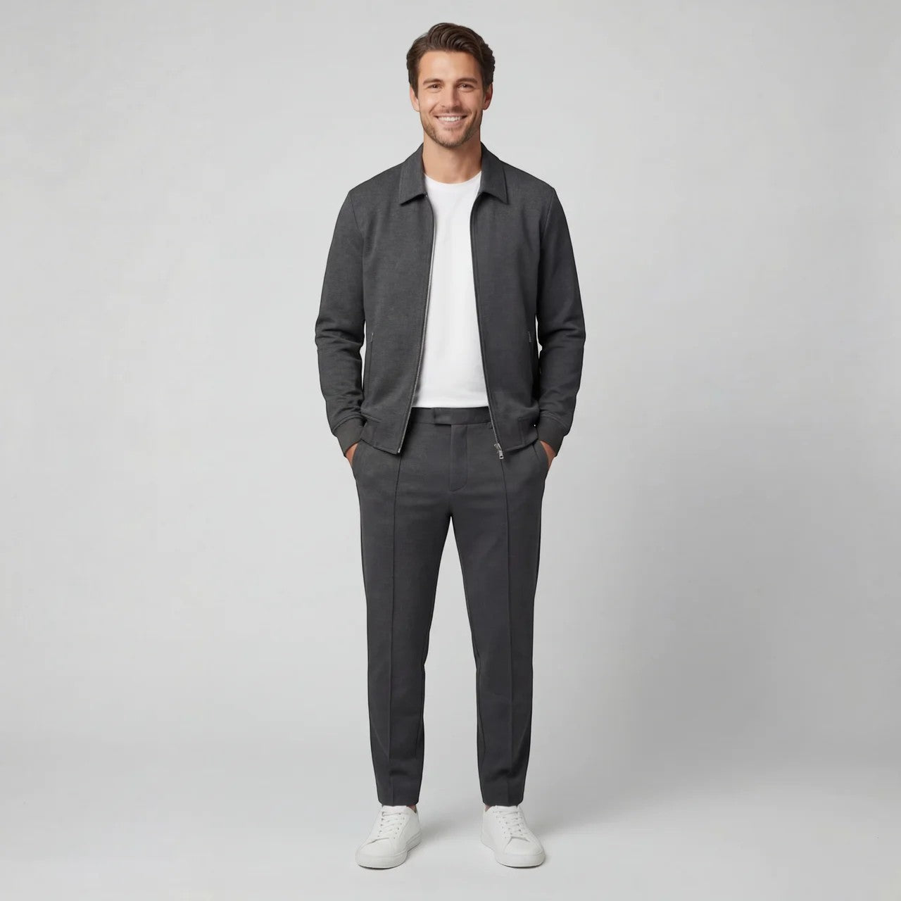 Men's Jacket and Pants Set in Cotton Blend – Slim Fit