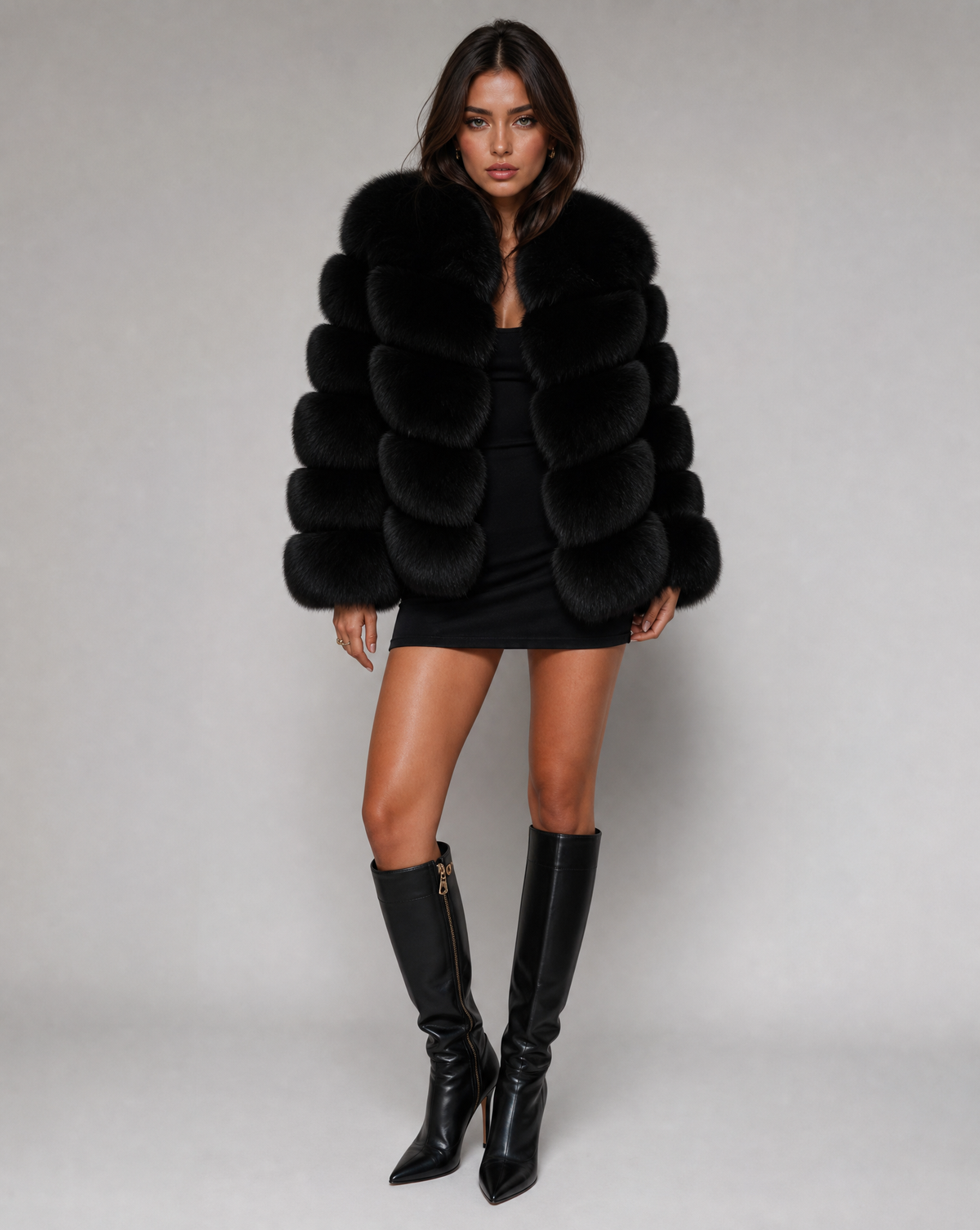 Leslie Womens Faux Fur Jacket, Soft and Warm in Black
