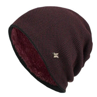 Sean | Unisex Herringbone Knit Beanie with Faux Fur Lining | Windproof, Stretch Slouch Fit | Burgundy, Charcoal and More