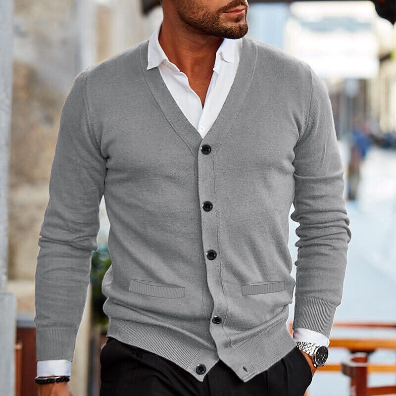 Joel Mens Cardigan Sweater with V-Neck and Buttons